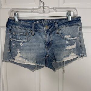 American Eagle Outfitters Distressed Light Blue Jean Shorts